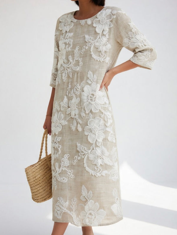 Robe Midi Florale Fluide - Élégance Estivale Intemporelle