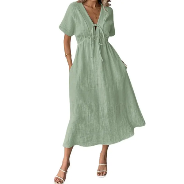 Robe Maxi Fluide Col V - Coupe Décontractée Estivale