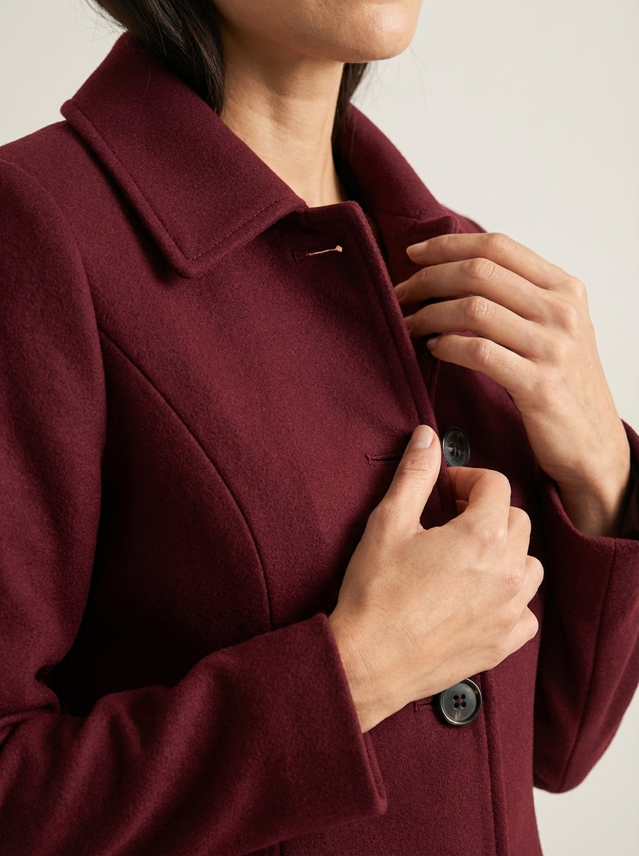 Manteau Mi-Long Cintré à Boutonnage Simple