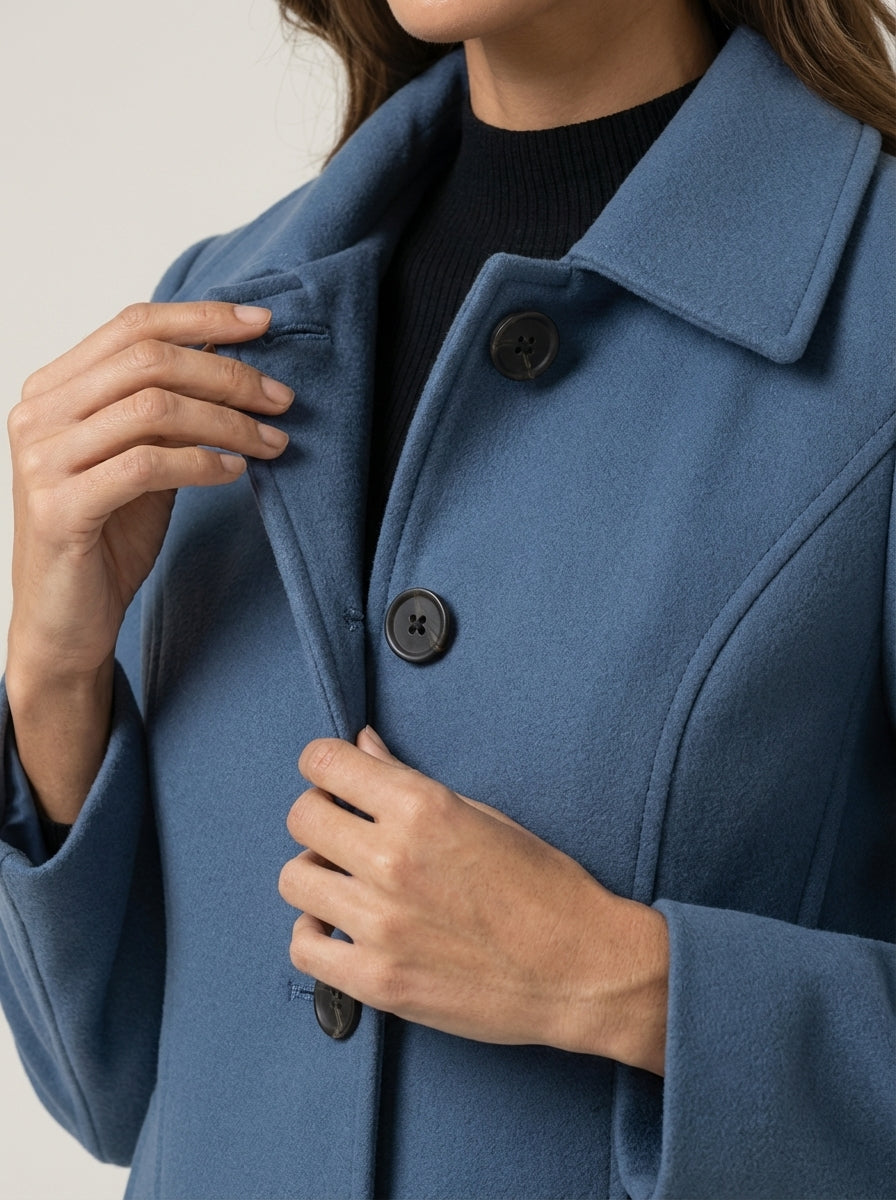 Manteau Mi-Long Cintré à Boutonnage Simple
