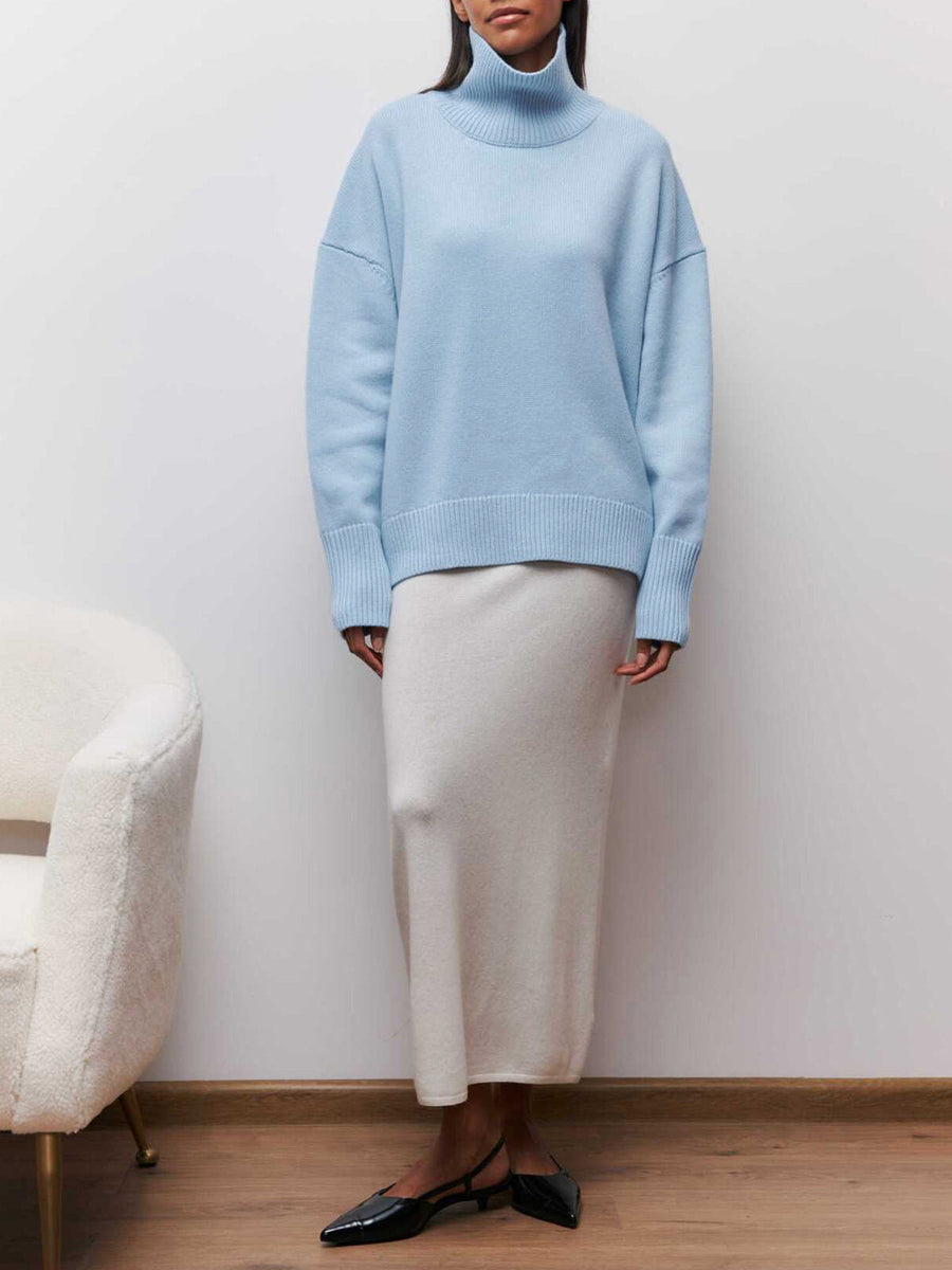 Pull Col Montant Oversize Côtelé