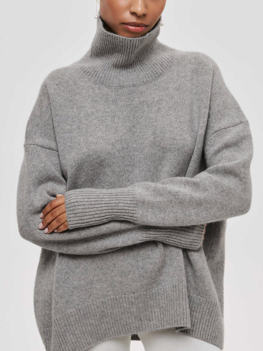 Pull Col Montant Oversize Côtelé