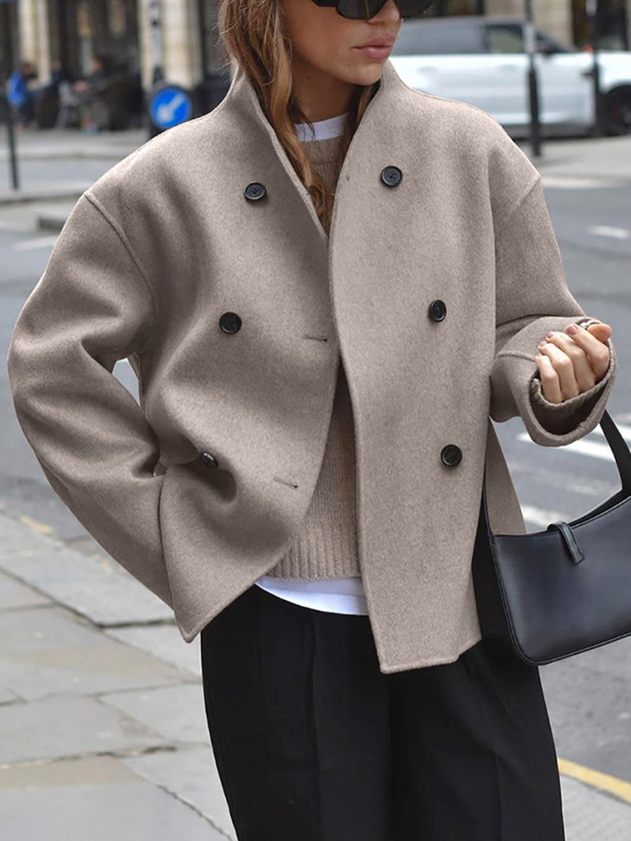 Manteau Court Croisé Oversize à Boutons