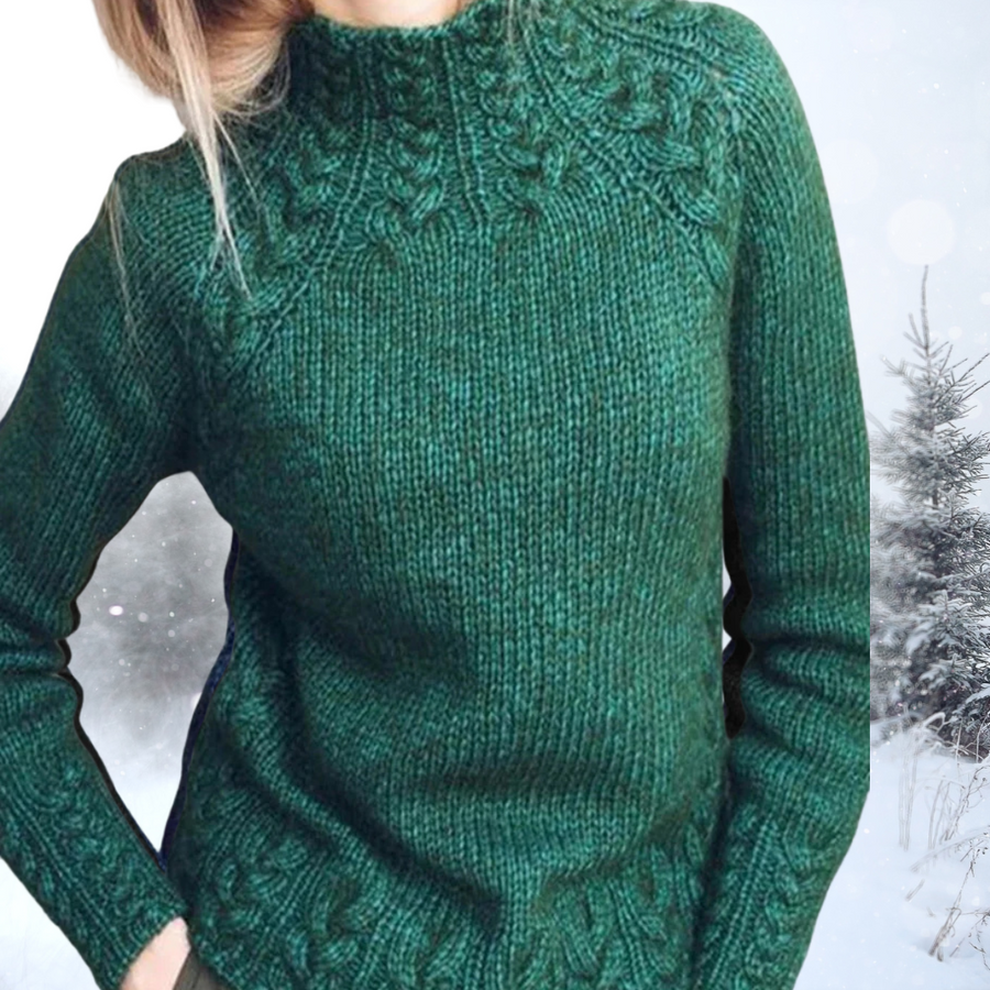 Pull col roulé — détail du col montant épais
