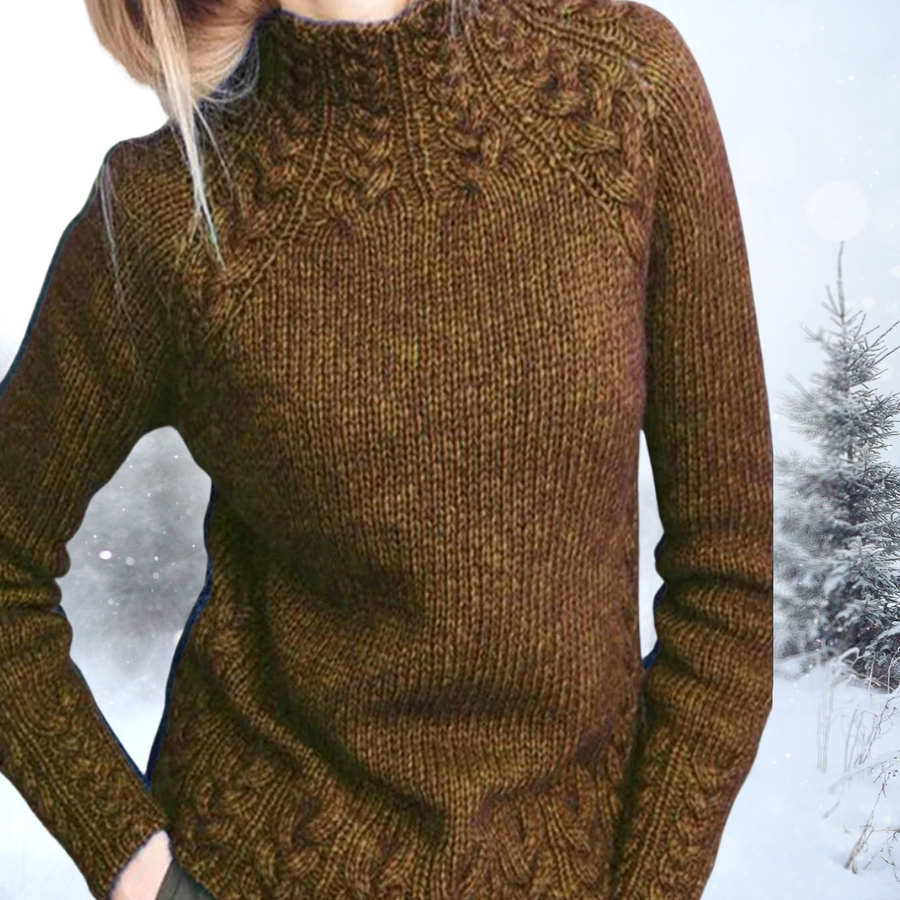 Pull col roulé — vue de dos, coupe élégante