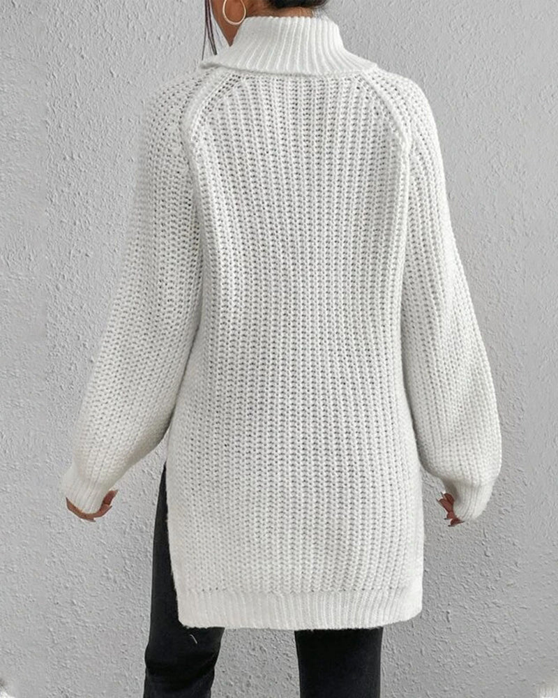 Pull Col Montant Côtelé Épuré