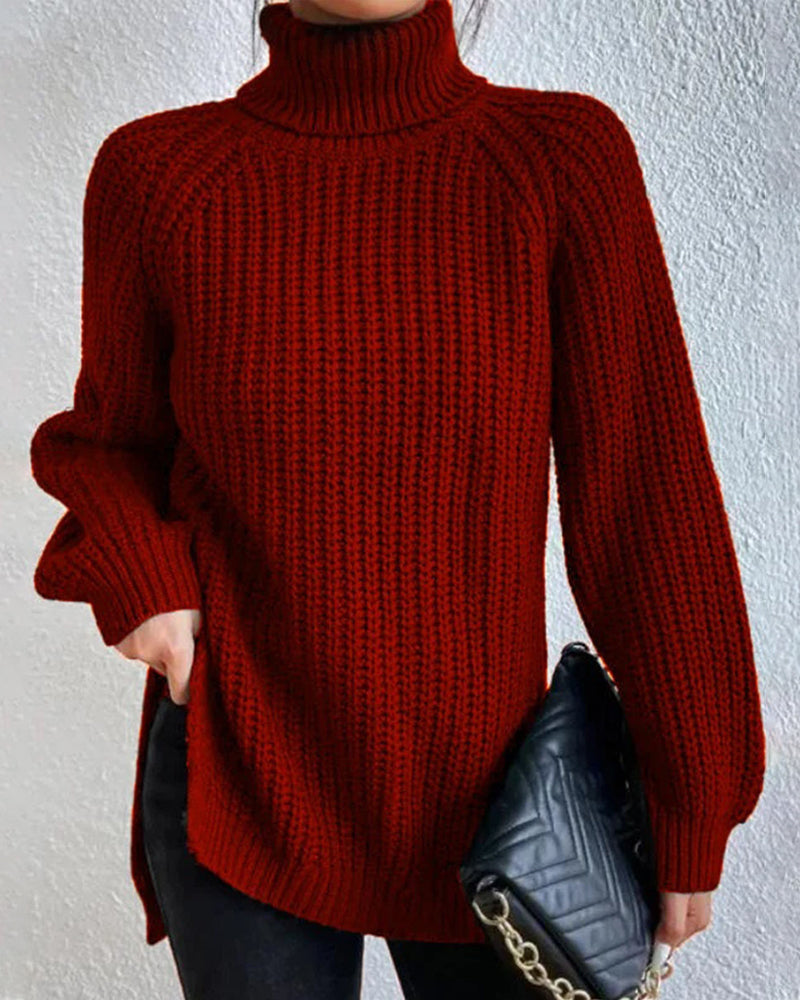 Pull Col Montant Côtelé Épuré