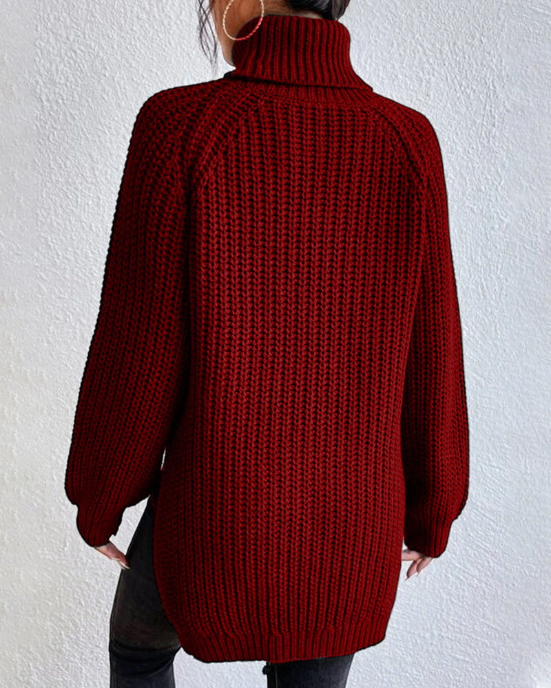 Pull Col Montant Côtelé Épuré