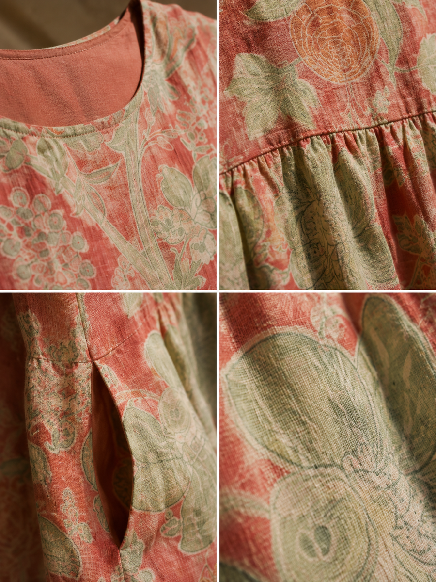 Robe Midi Florale — détail des motifs floraux et du tombé