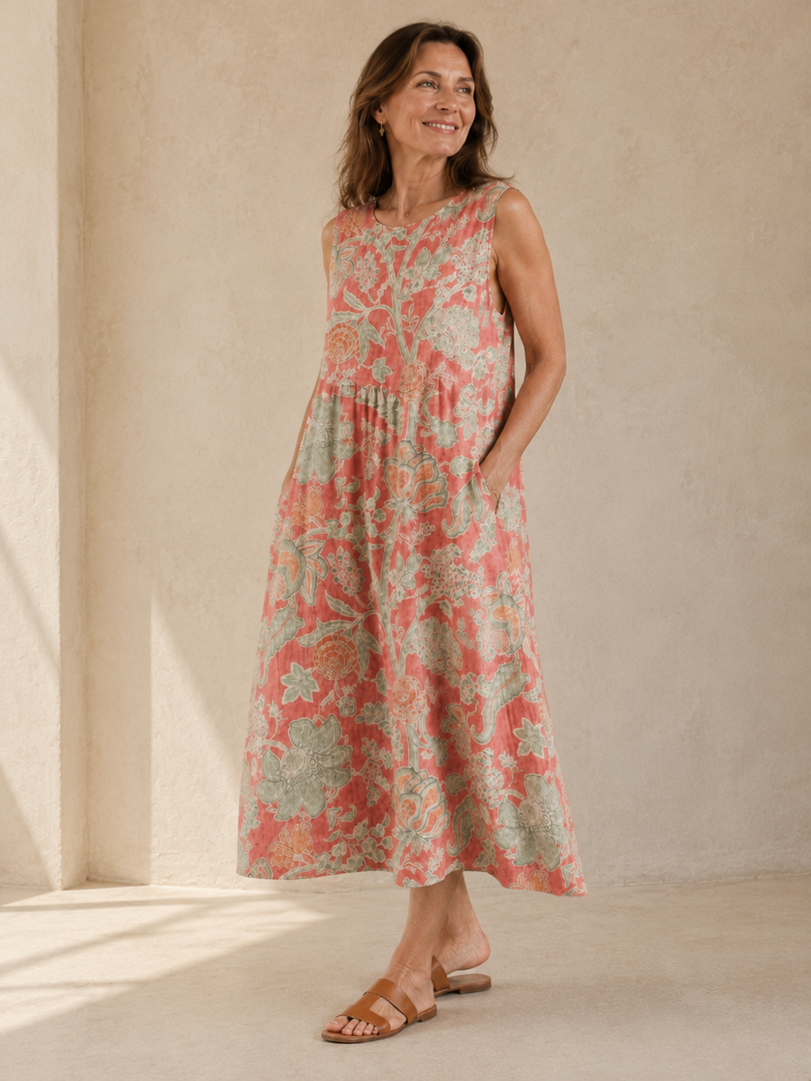 Robe Midi Florale — vue studio de face, motifs délicats
