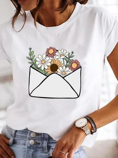 Osalinda - T-shirt stylé aux motifs d'été extravagants