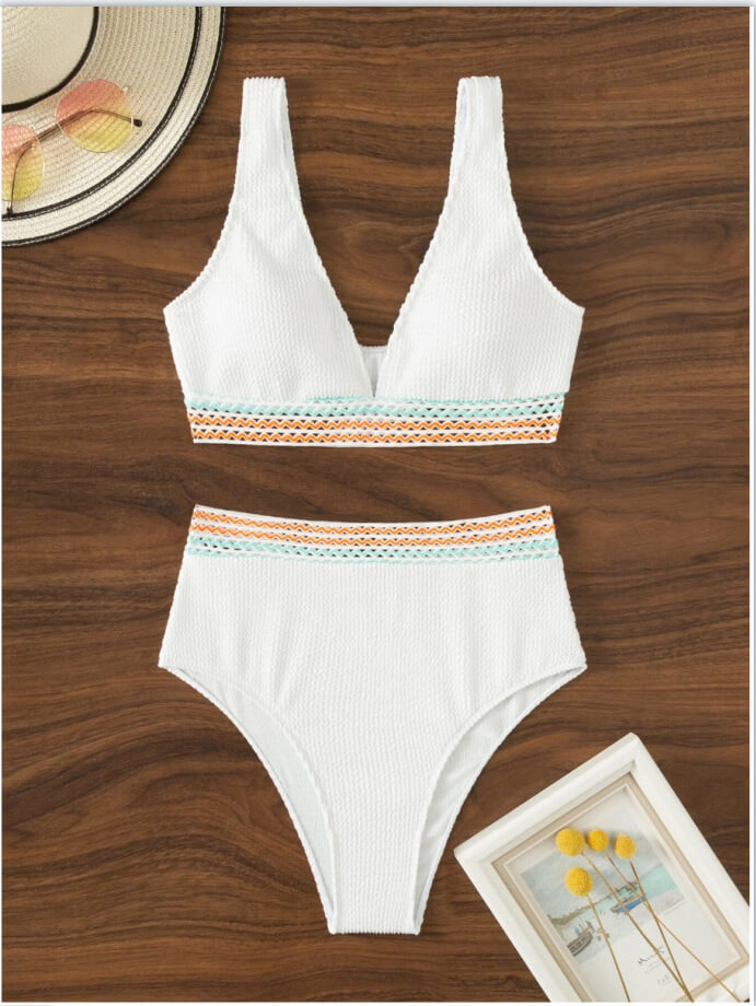 Karol® | Bikini crochet taille haute blanc