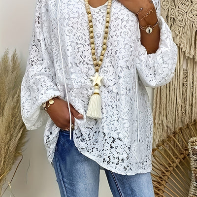 Blouse - Manches longues et détails en dentelle