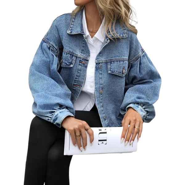 Veste en Denim Cropped Décontractée - Coupe Ample Chic Femme