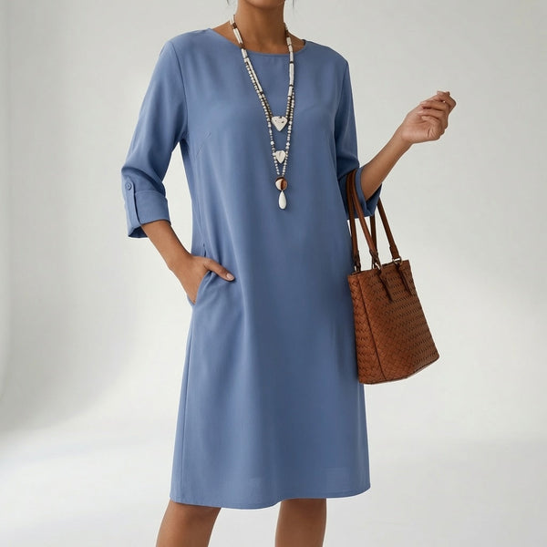 Elegância Fluida — Vestido Midi Intemporal para Mulher