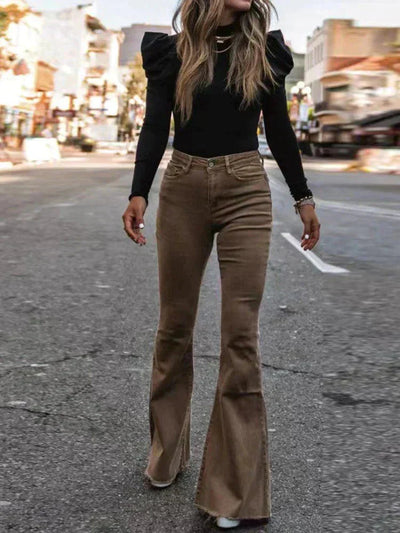 Pantalons évasés en velours côtelé pour femmes