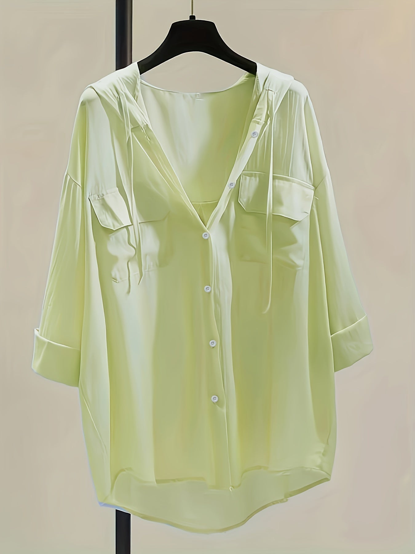 Chemisier à capuche boutonné - Cordon de serrage et coupe confortable