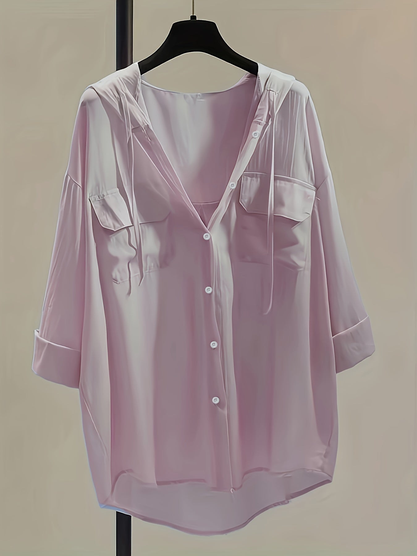 Chemisier à capuche boutonné - Cordon de serrage et coupe confortable