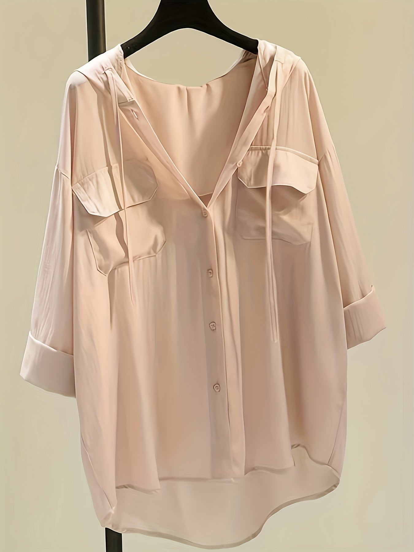 Chemisier à capuche boutonné - Cordon de serrage et coupe confortable