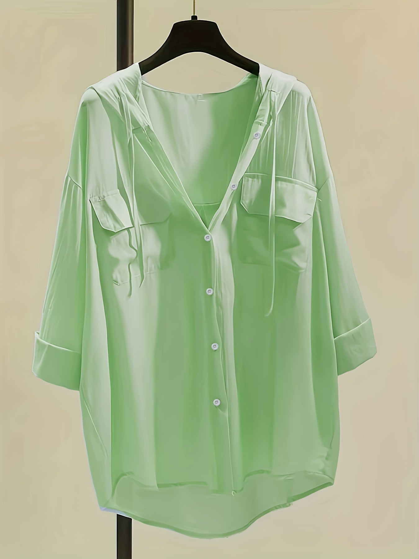 Chemisier à capuche boutonné - Cordon de serrage et coupe confortable