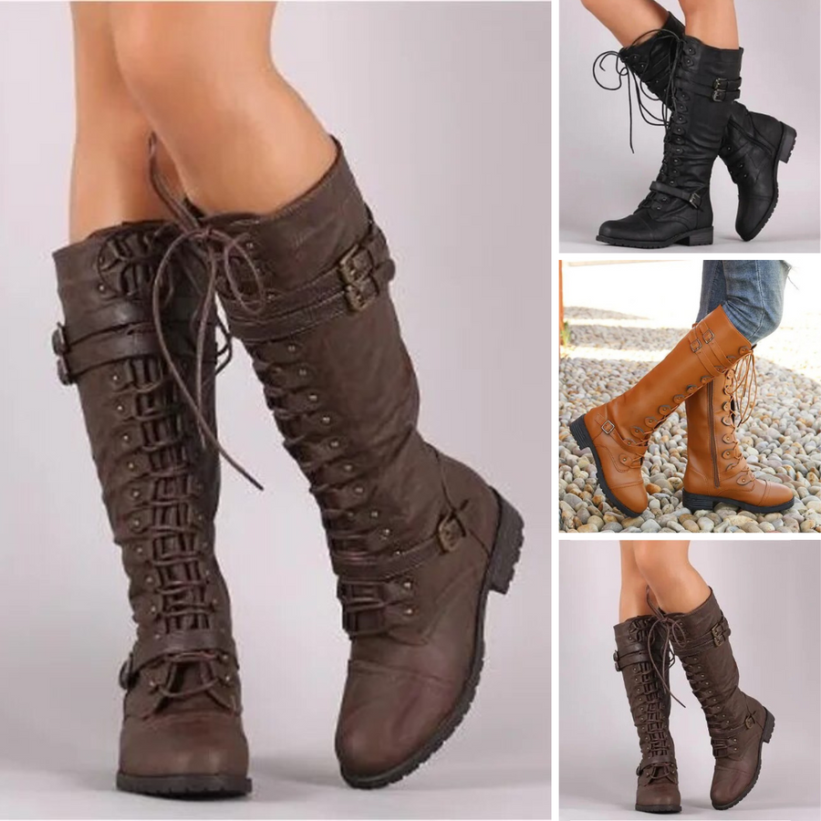 Botas com Atacadores, Fivela e Sola Tratorada