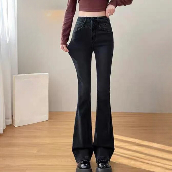AIJA - Pantalon large noir tendance pour femme