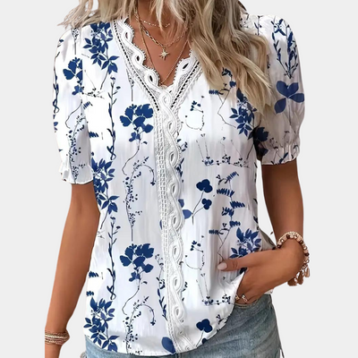 Suus - Blouse florale avec dentelle