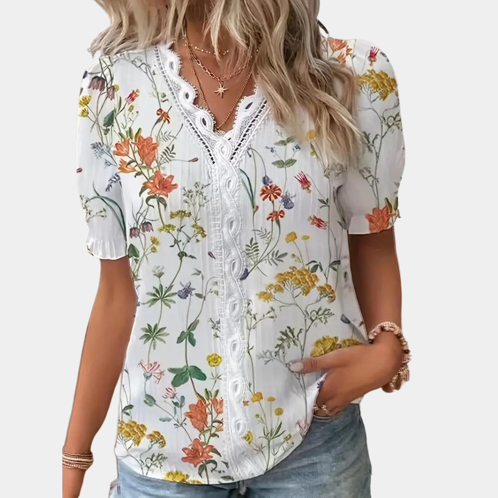 Suus - Blouse florale avec dentelle