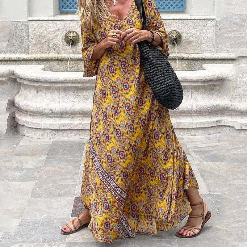 Robe maxi fluide femme — vue arrière silhouette