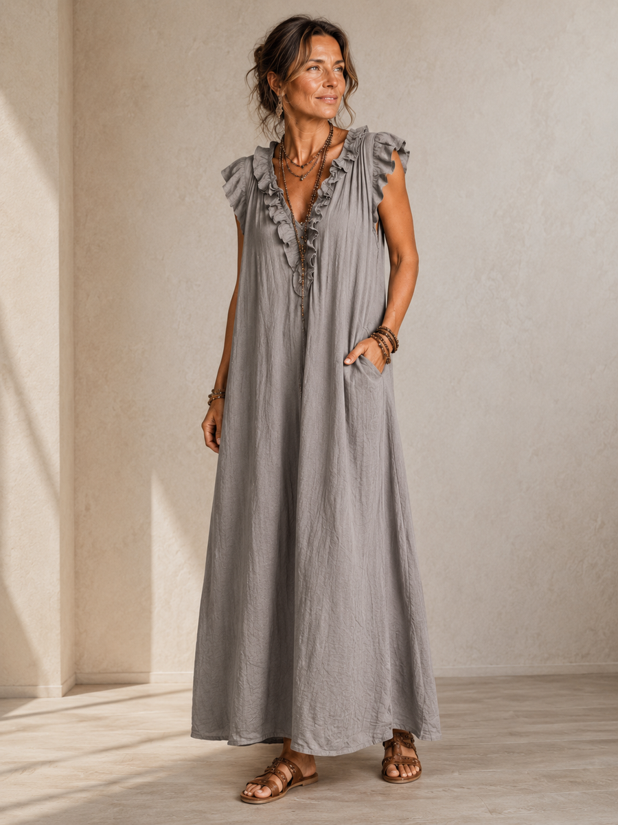 Robe Camélia bohème — vue studio de face