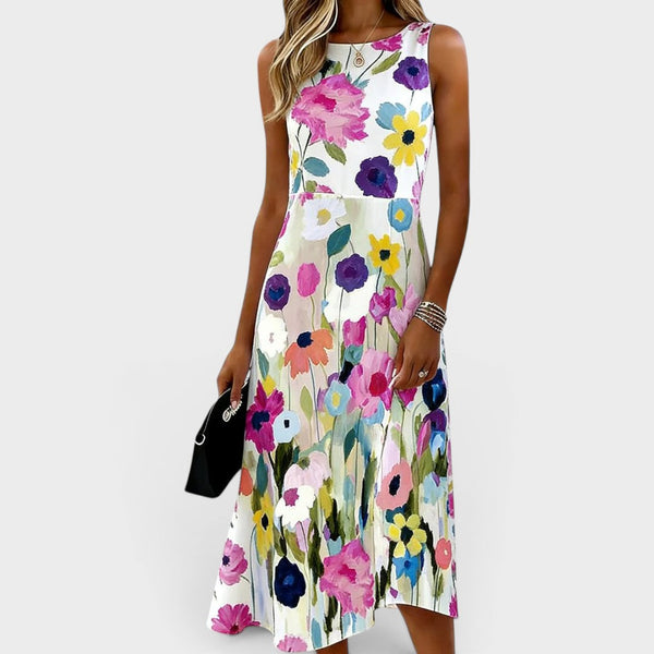 Robe Midi Fleurie Éthérée - Élégance Intemporelle pour Femme