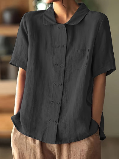 Chemise décontractée en coton à manches courtes - Coupe ample et boutons
