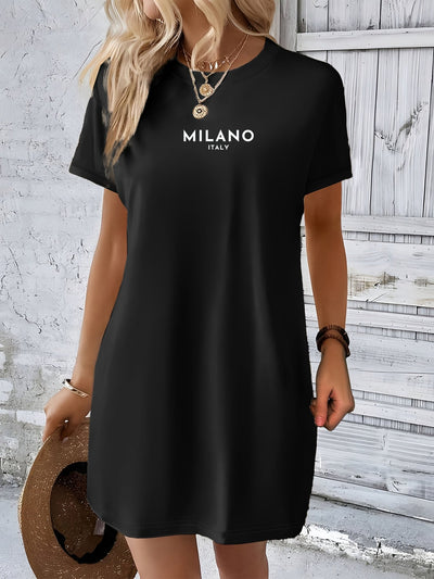 T-shirt décontracté - imprimé 'Milano Italy' et col rond