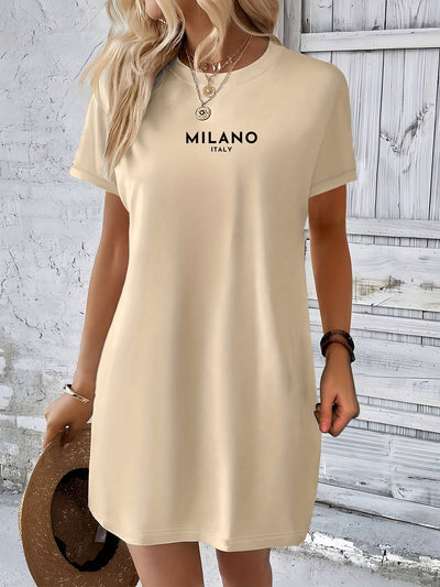 T-shirt décontracté - imprimé 'Milano Italy' et col rond