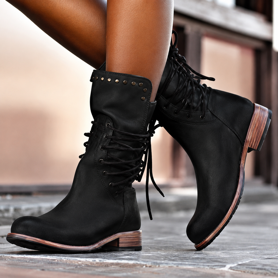 Bottines à Allure Motarde et Talon Bloc