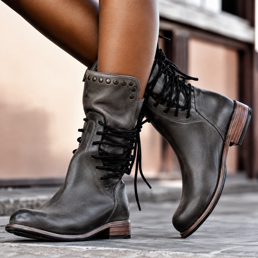 Bottines à Allure Motarde et Talon Bloc