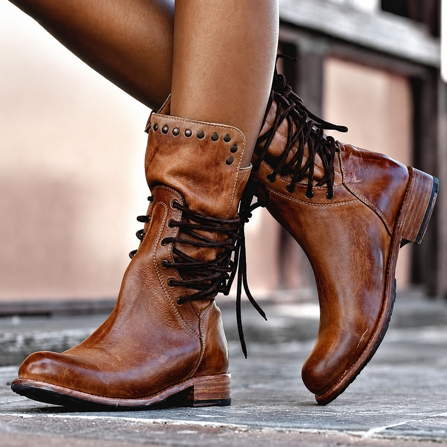 Bottines à Allure Motarde et Talon Bloc