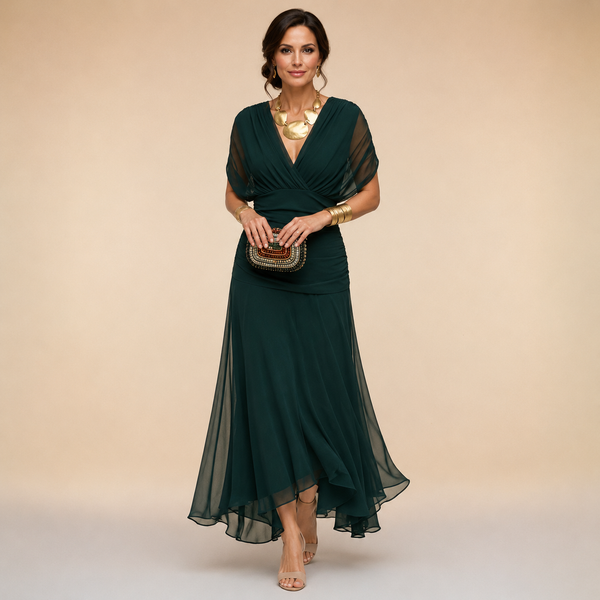 Ondine - Vestido Midi de Manga Morcego