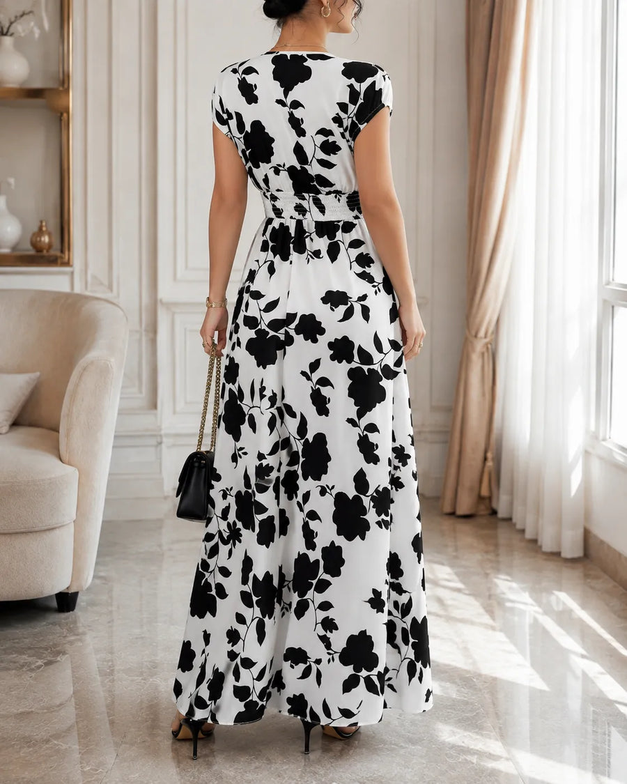 Robe Camille — détail du décolleté en V cache-cœur