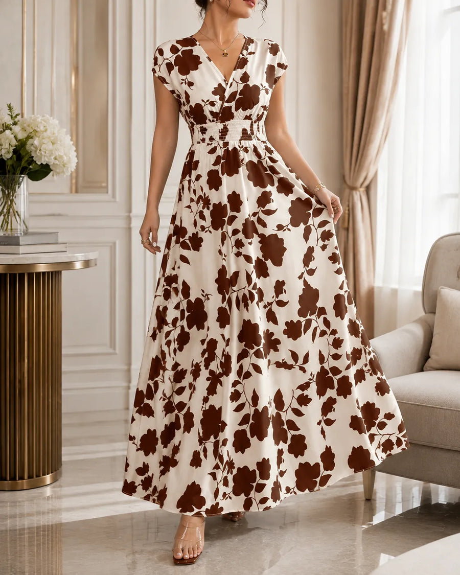 Robe Camille imprimé floral — vue arrière, jupe longue