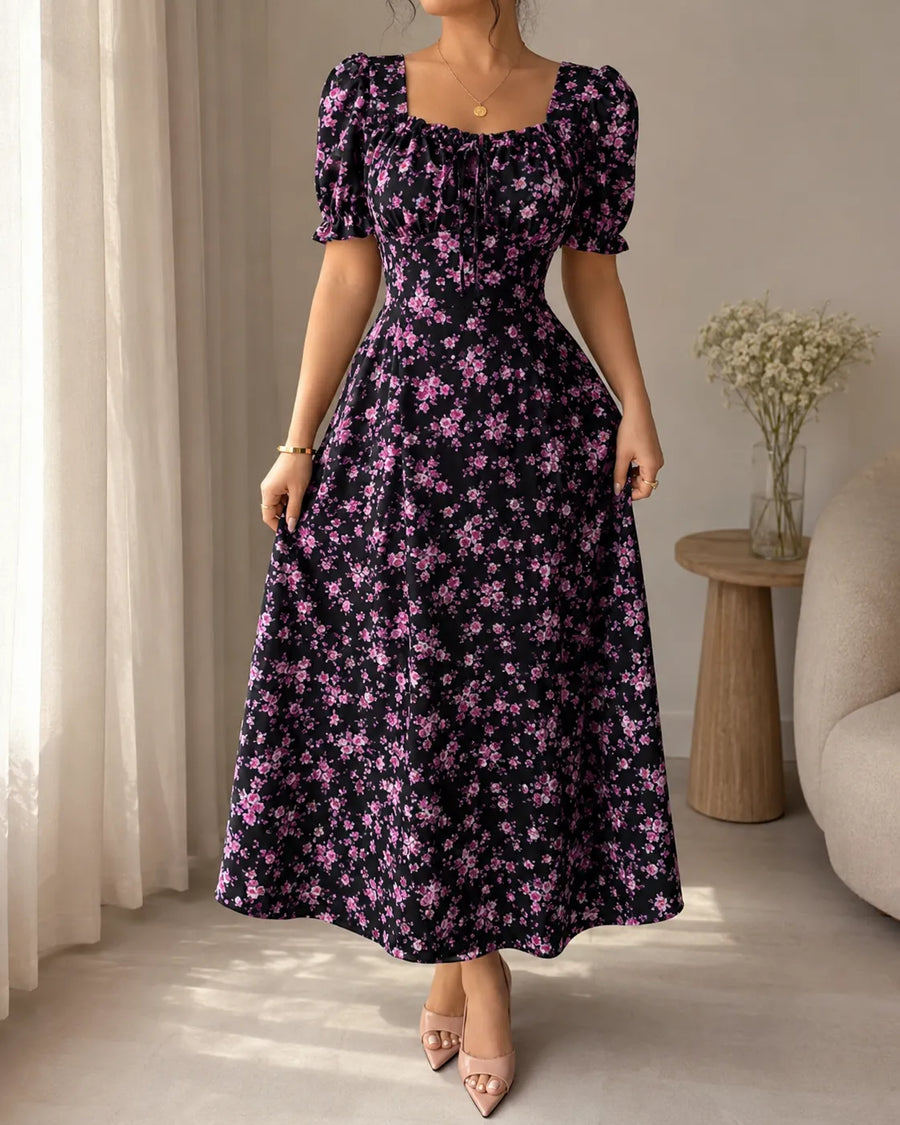 Robe Clara — vue arrière, tombé de la jupe midi