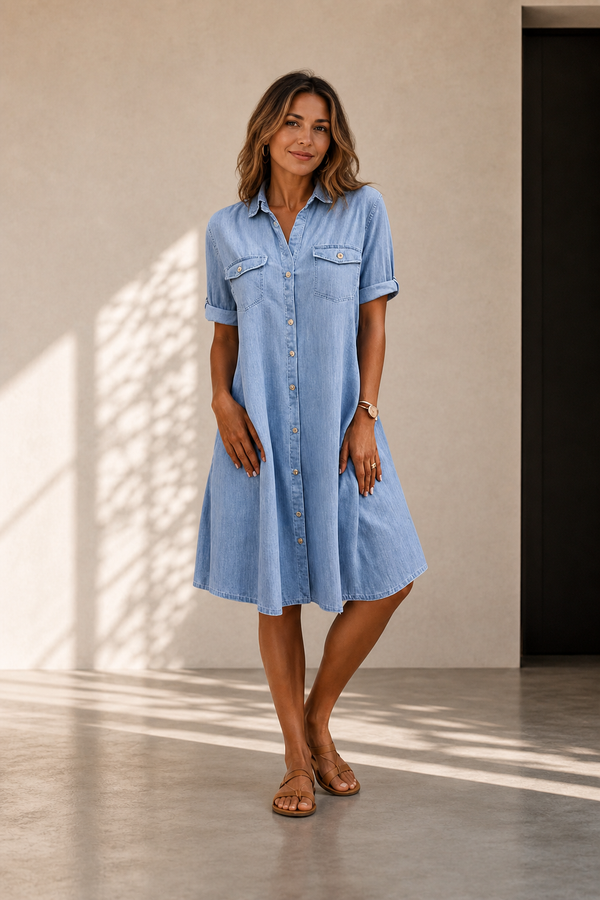 Robe Midi en Denim Patricia - Élégance Intemporelle et Confort Quotidien