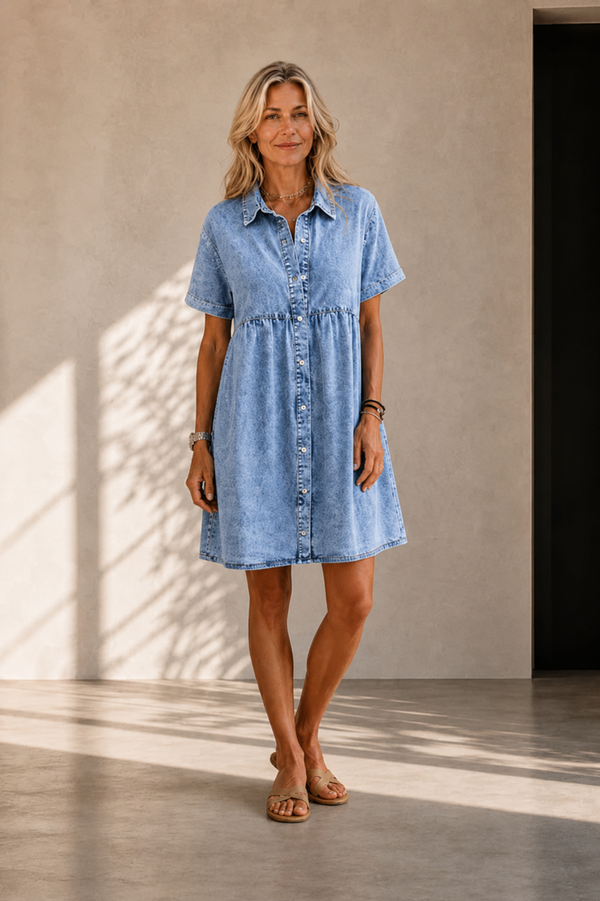 Robe Midi en Denim - Coupe Chemise Intemporelle pour Femme
