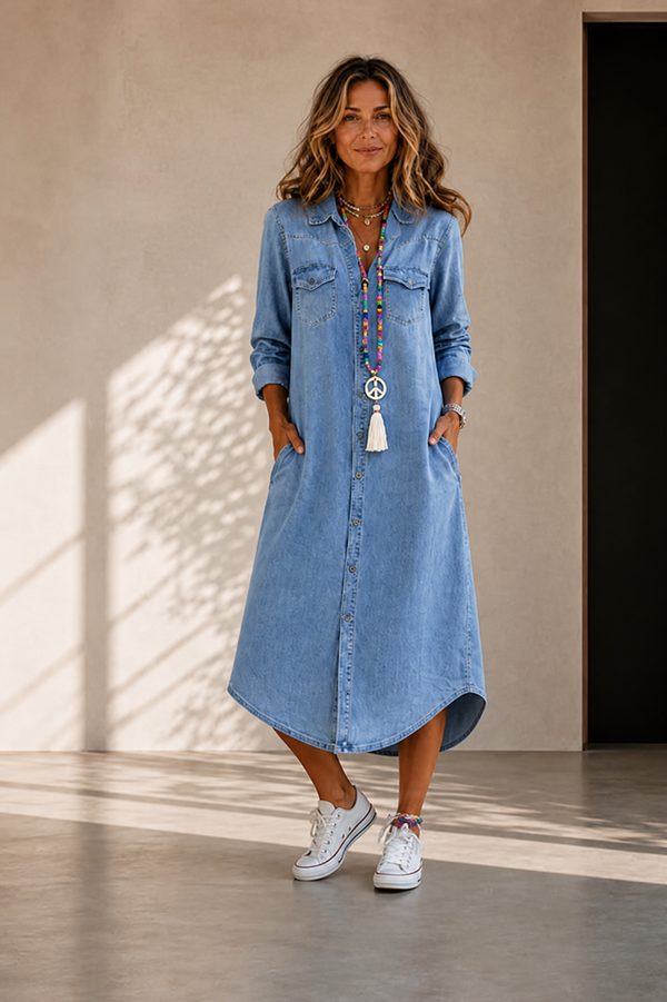 Robe Midi en Denim Helen - Élégance Intemporelle
