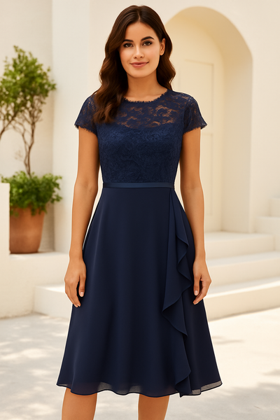 Danica - Robe élégante translucide à manches courtes