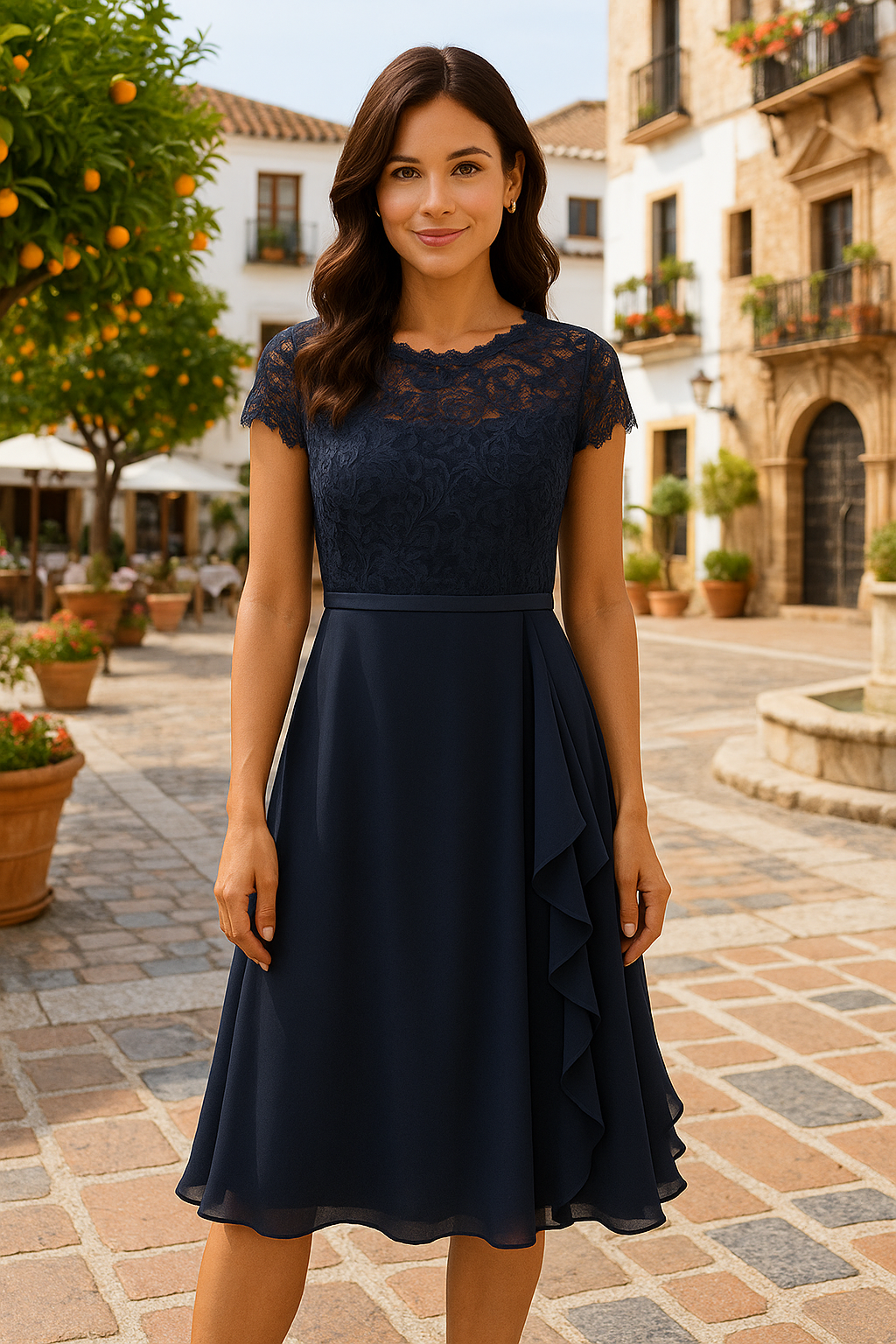 Danica - Robe élégante translucide à manches courtes