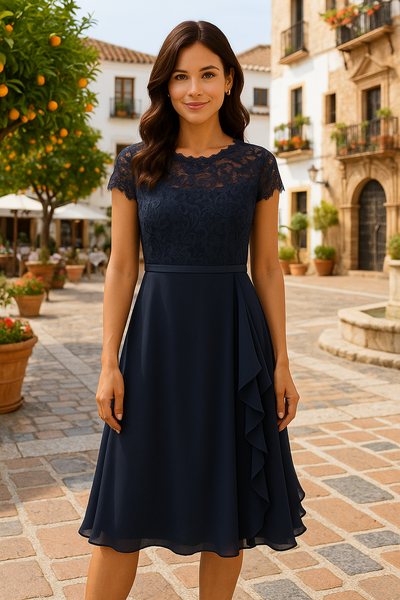 Danica - Robe élégante translucide à manches courtes
