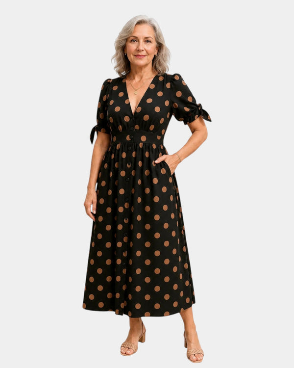 Vestido vintage de lunares - Corte elegante y fluido