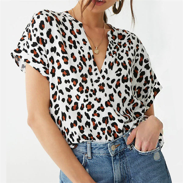 T-Shirt en mousseline - Manches courtes et col en V
