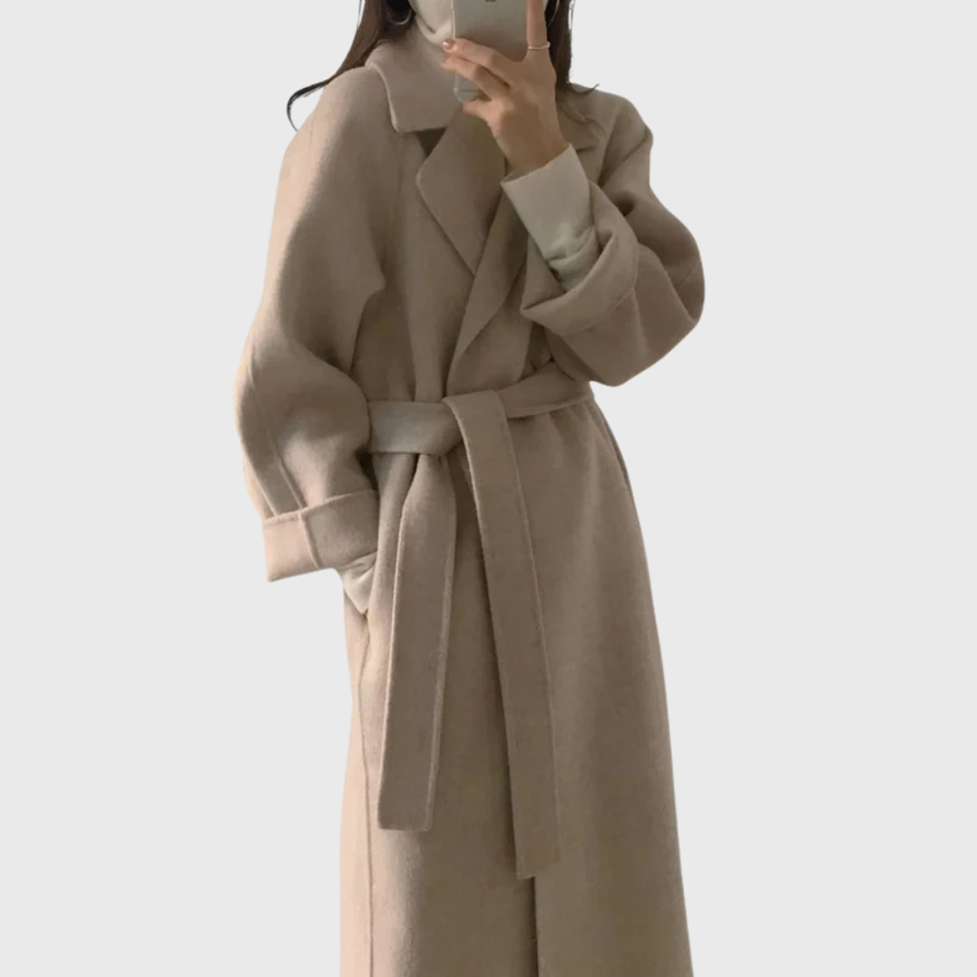 Manteau Long Ceinturé à Revers